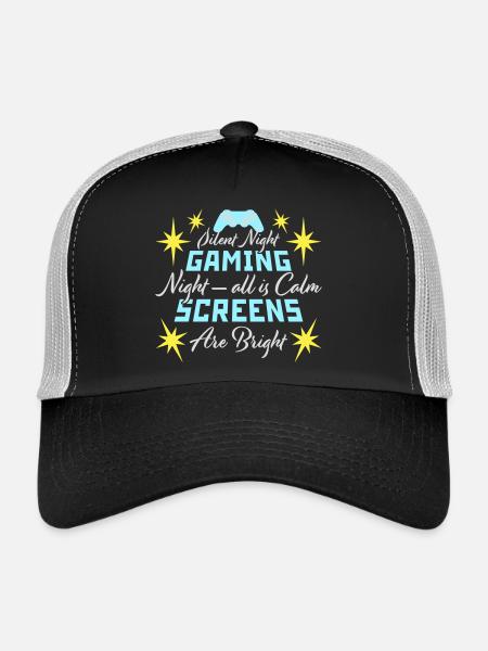 Silent Night Gaming Night All Calm Screens Bright - Trucker Cap - black/stone grey - Front
