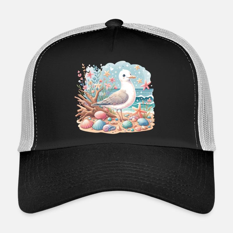 Seagull Beach Coquillages Côte Maritime Casquette trucker 
