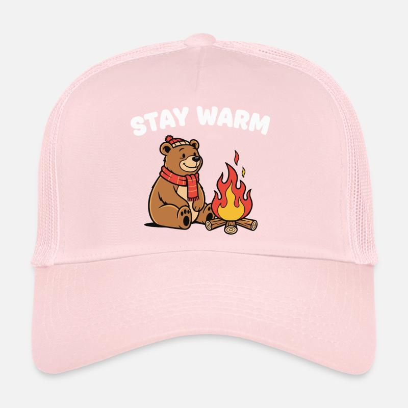 Winter bear at the campfire Trucker Cap