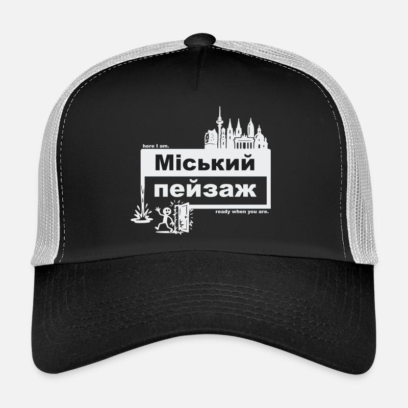 Stadtbild - ukrainisch - ready when you are - Trucker Cap - Schwarz/Steingrau