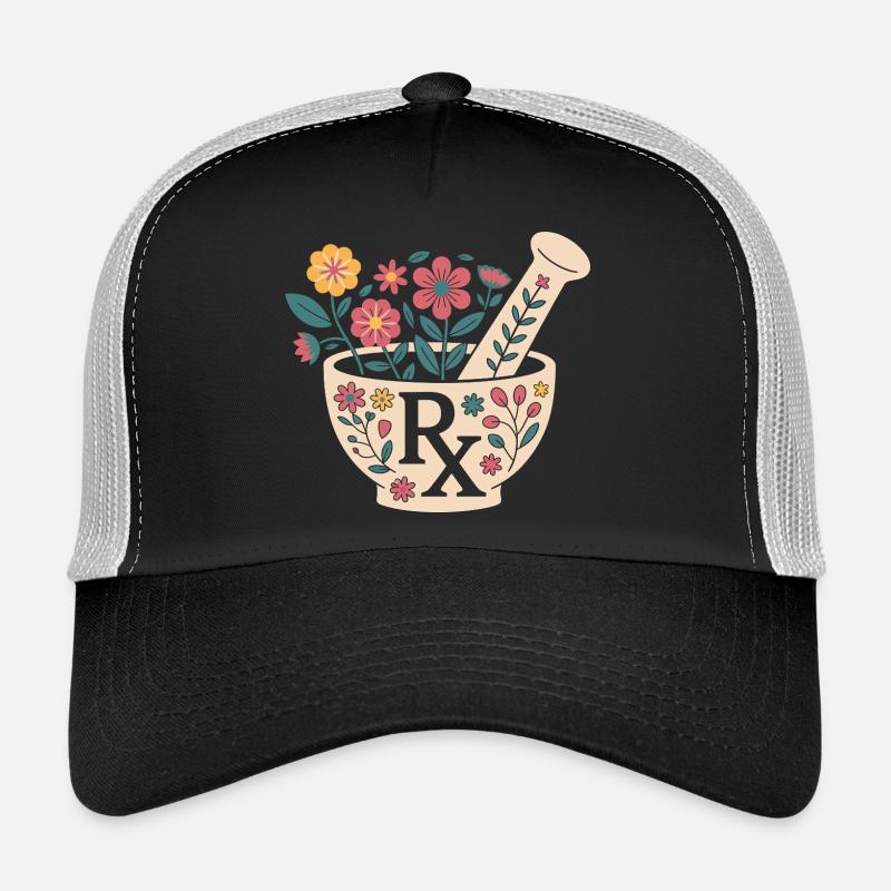 Flower Mortar Herb Design Trucker Cap