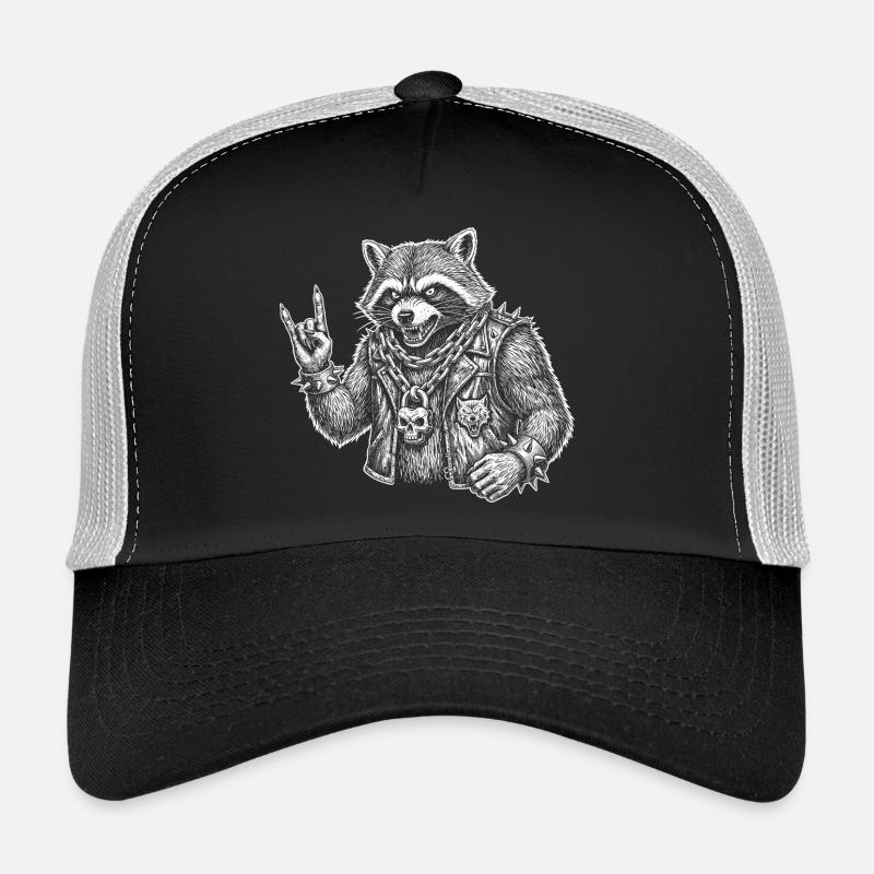Drôle de musique rock de raton laveur rétro Casquette trucker 