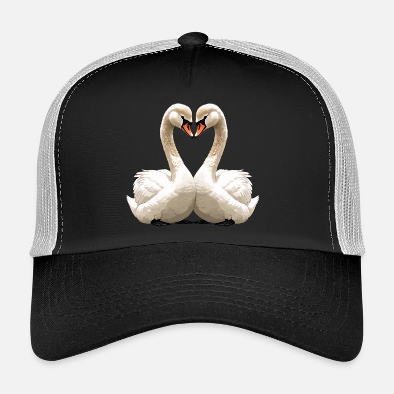 Swan Heart Silhouette Trucker Cap