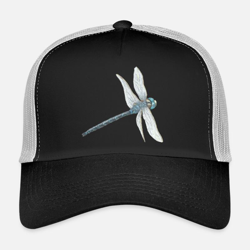 Blaugrüne Libelle Illustration - Trucker Cap - Schwarz/Steingrau