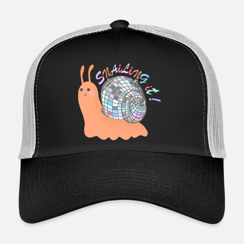 Escargot ! – Escargot coloré avec boule disco - Casquette trucker  - noir/gris pierre