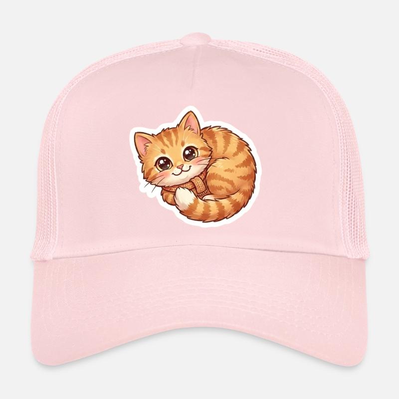 Écharpe douillette orange pour chat Casquette trucker 