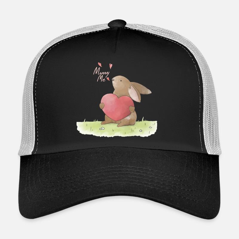 Marriage Proposal Illustration Marry Me Proposal - Trucker Cap - black/stone grey