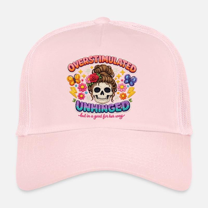 Overstimulated Unhinged Skull Flora Trucker Cap