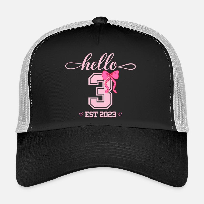 Hello 3 Est 2023 Mädchen Geburtstag Design Trucker Cap