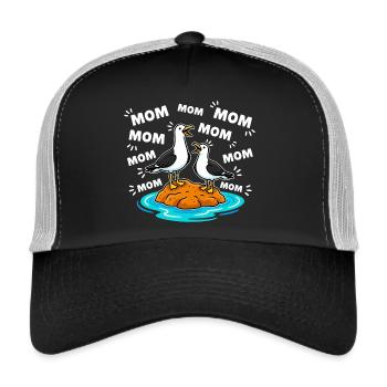 Mom Mom Mom - Lustige Möwen Kinder - Trucker Cap - Schwarz/Steingrau - Vorne