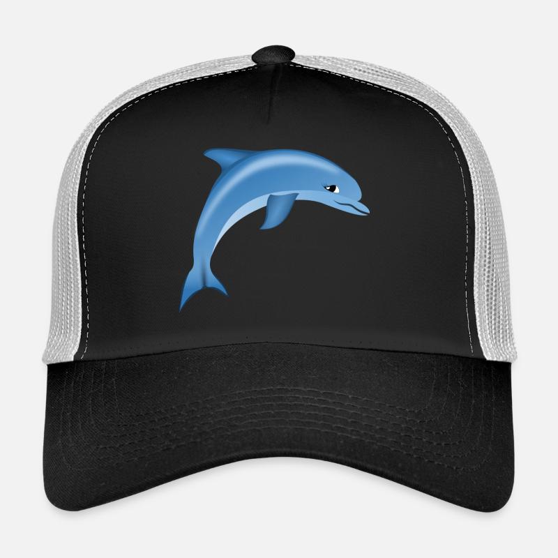 Blauer niedlicher Delphin - Trucker Cap - Schwarz/Steingrau