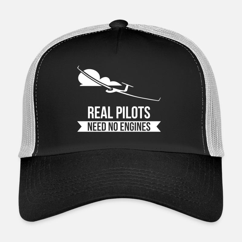 Real Pilots Need No Engines Segelflug Fliegen - Trucker Cap - Schwarz/Steingrau