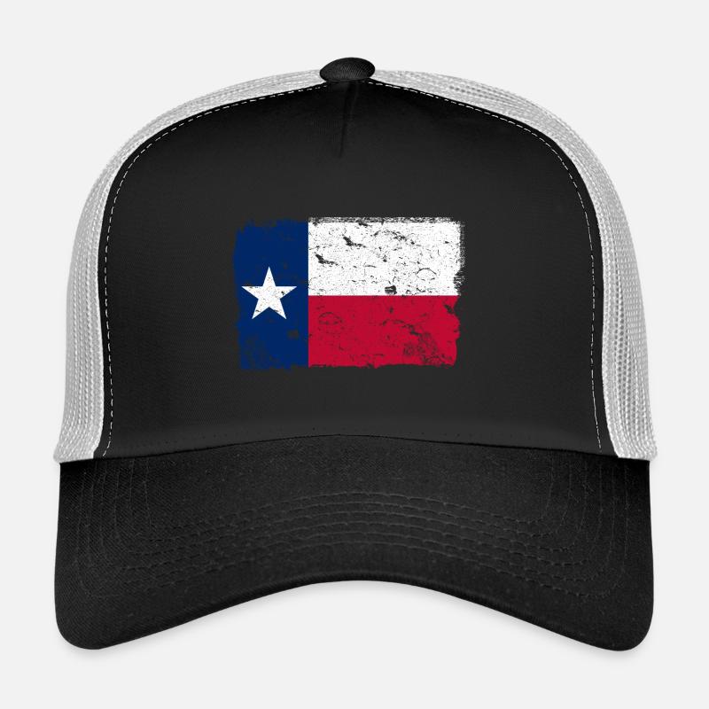 Texas Vintage Flagge - Trucker Cap - Schwarz/Steingrau