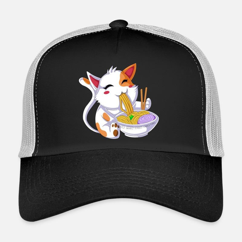 Ramen mangeant des chats Casquette trucker 