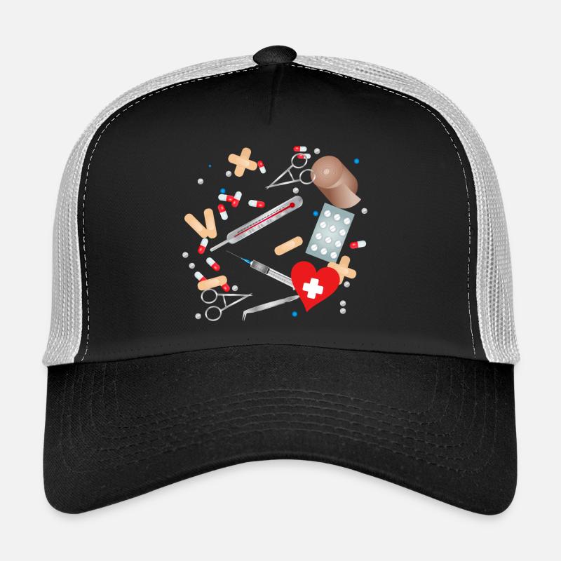 First aid kit, first aid kit or medicine cabinet Trucker Cap