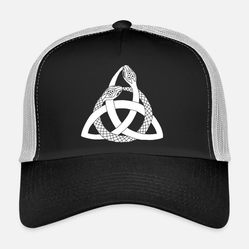 Serpents blancs et symbole celte - Casquette trucker  - noir/gris pierre