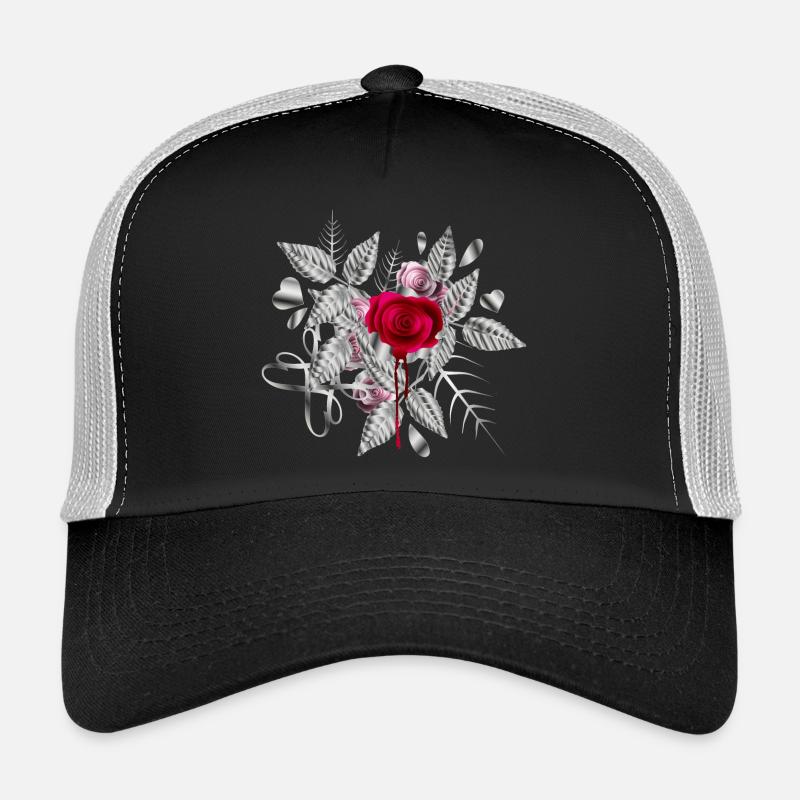 arrangement de Saint-Valentin en argent avec des roses Casquette trucker 