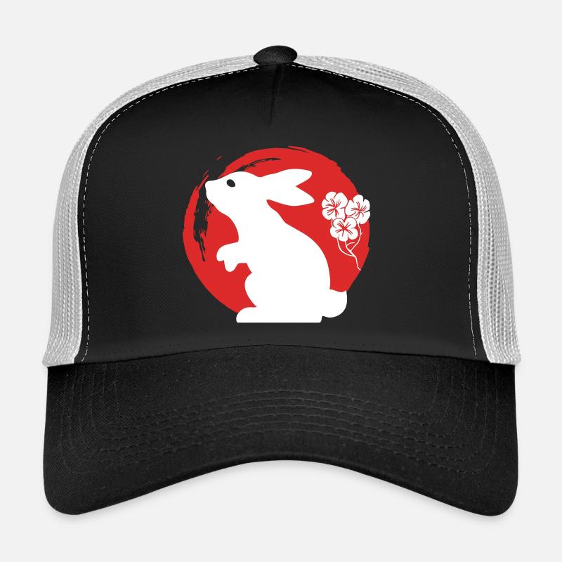 Hase Silhouette Japanisch - Trucker Cap - Schwarz/Steingrau