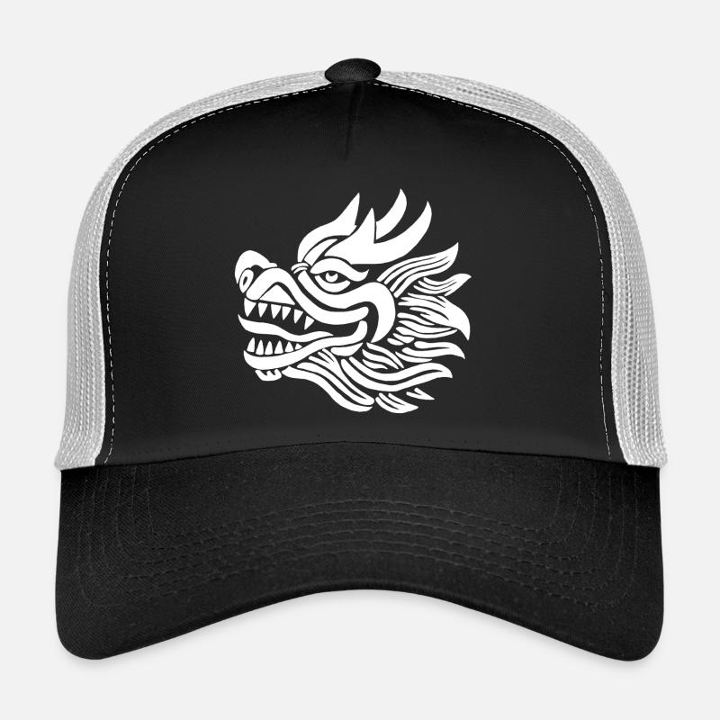 Chinese Dragon Head (White) Trucker Cap