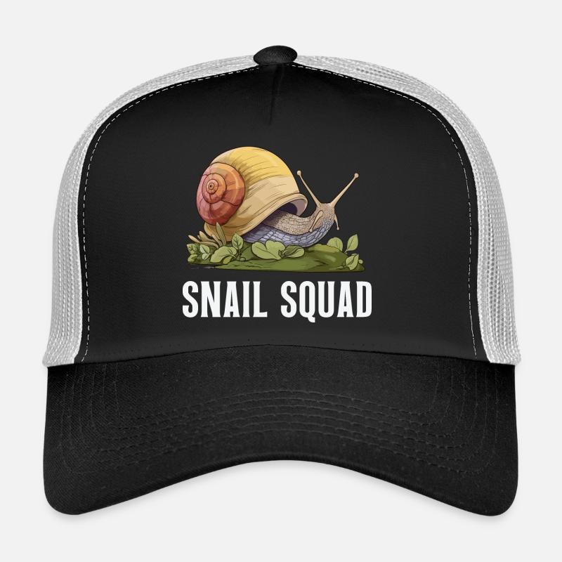 Snail Squad – Schneckenliebe & Gartenhumor - Trucker Cap - Schwarz/Steingrau