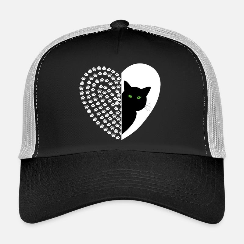 Schwarze Katze mit Blumenmuster - Trucker Cap - Schwarz/Steingrau