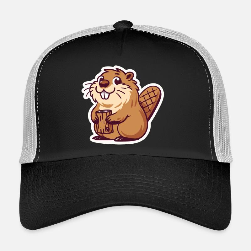 Mème de castor - Casquette trucker  - noir/gris pierre