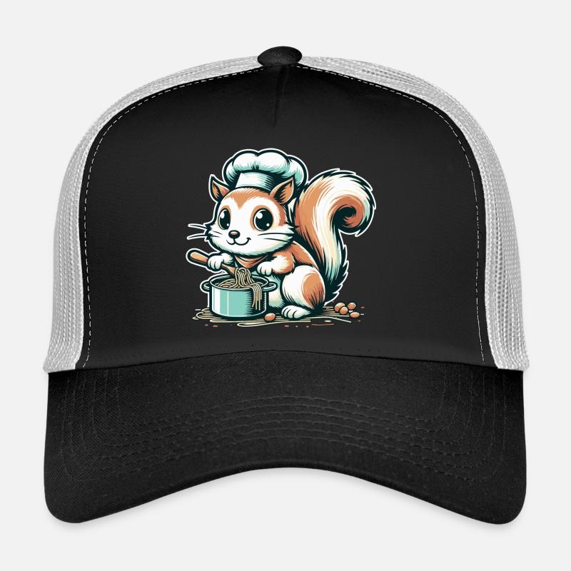 Mignon écureuil de dessin animé cuisinant des spaghettis Casquette trucker 