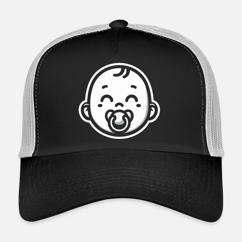 Baby mit Schnuller - Trucker Cap - Schwarz/Steingrau