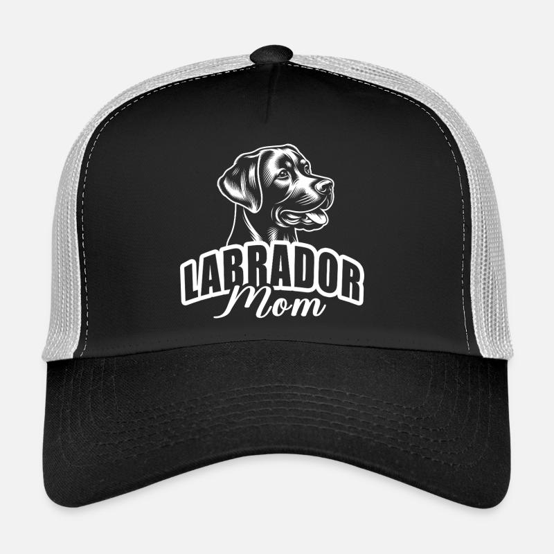 "Labrador Mom" mit Hundekopf - Trucker Cap - Schwarz/Steingrau