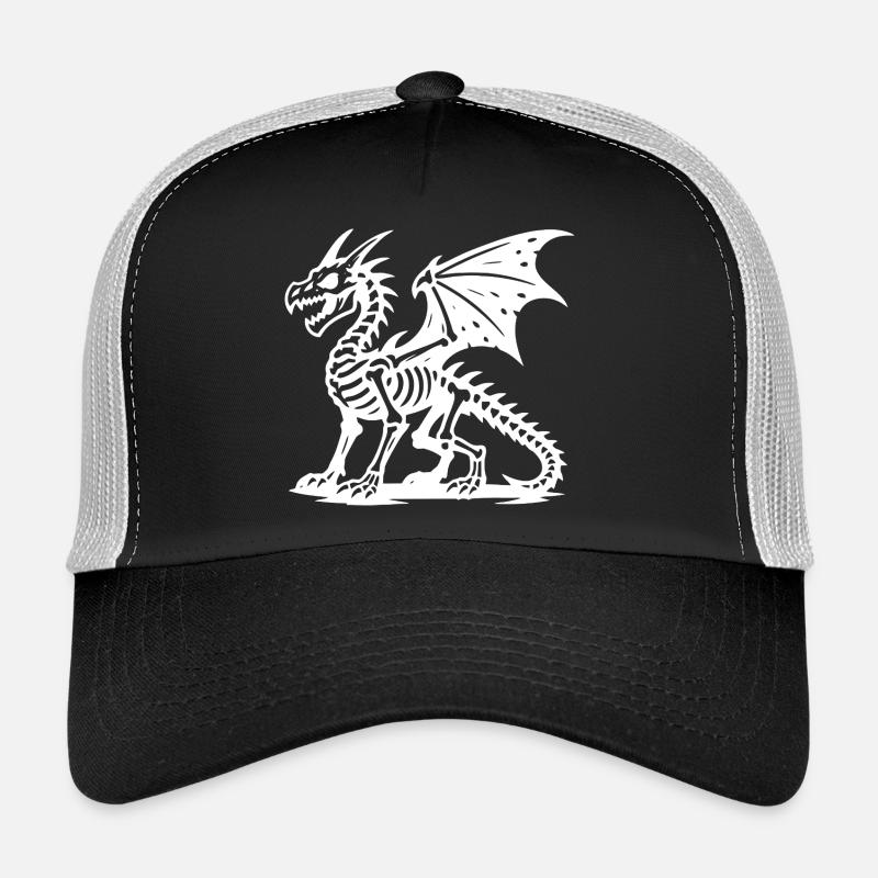 Mythischer Drache Skelett Illustration - Trucker Cap - Schwarz/Steingrau