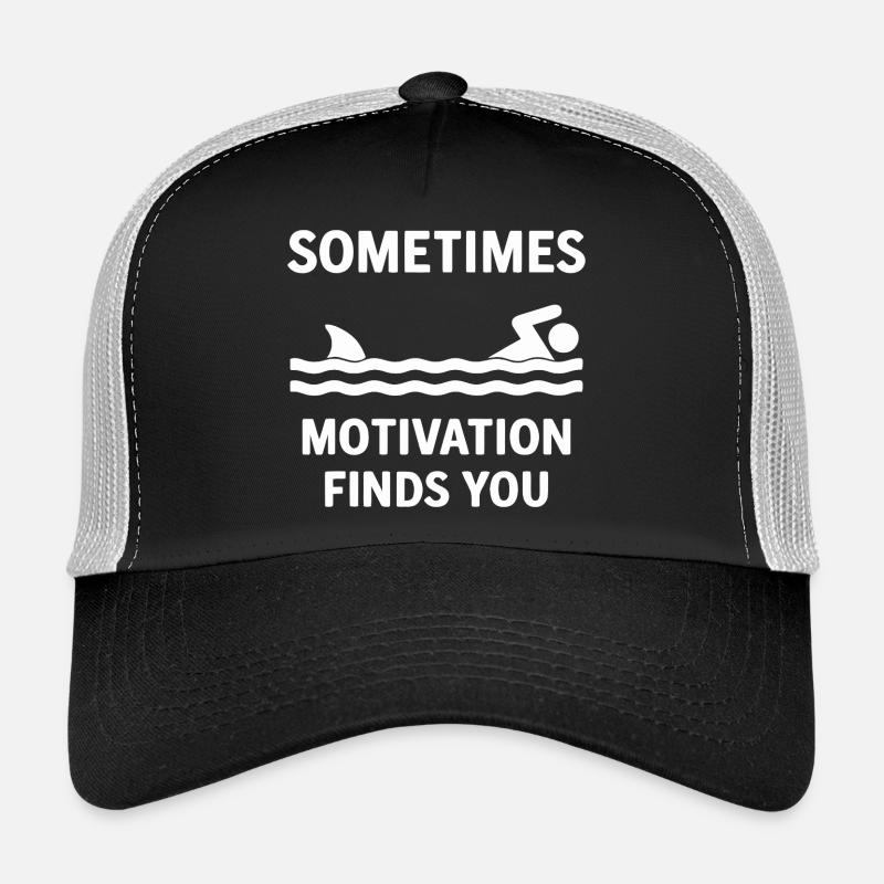 Inspirational Swimming Quote Tee - Trucker Cap - black/stone grey