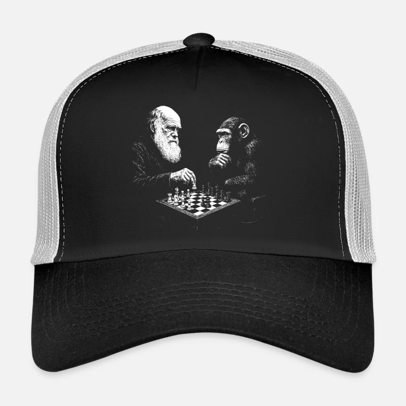 Charles Darwin joue aux échecs avec un singe Casquette trucker 