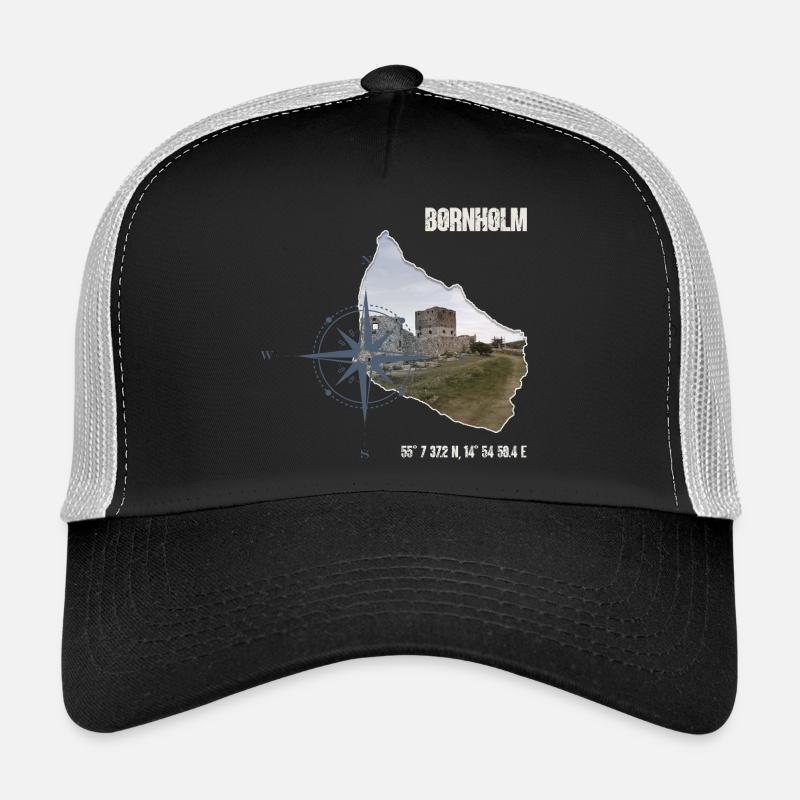 Bornholm Compass Hammershus Coordinates - Trucker Cap - black/stone grey