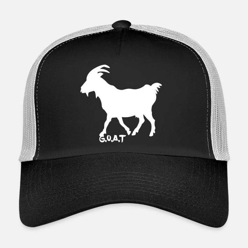 Ziege G.O.A.T.  weiß - Trucker Cap - Schwarz/Steingrau