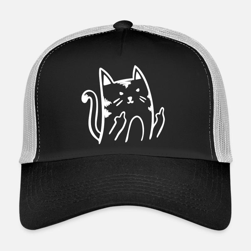 Funny Cat Cat Middle Finger Stinky Finger Trucker Cap