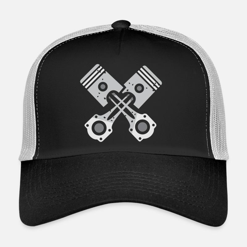 Piston croisé gris conception mécanique Casquette trucker 