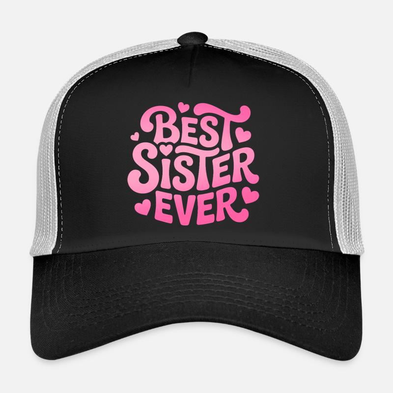 Best Sister Ever Schwester - Trucker Cap - Schwarz/Steingrau