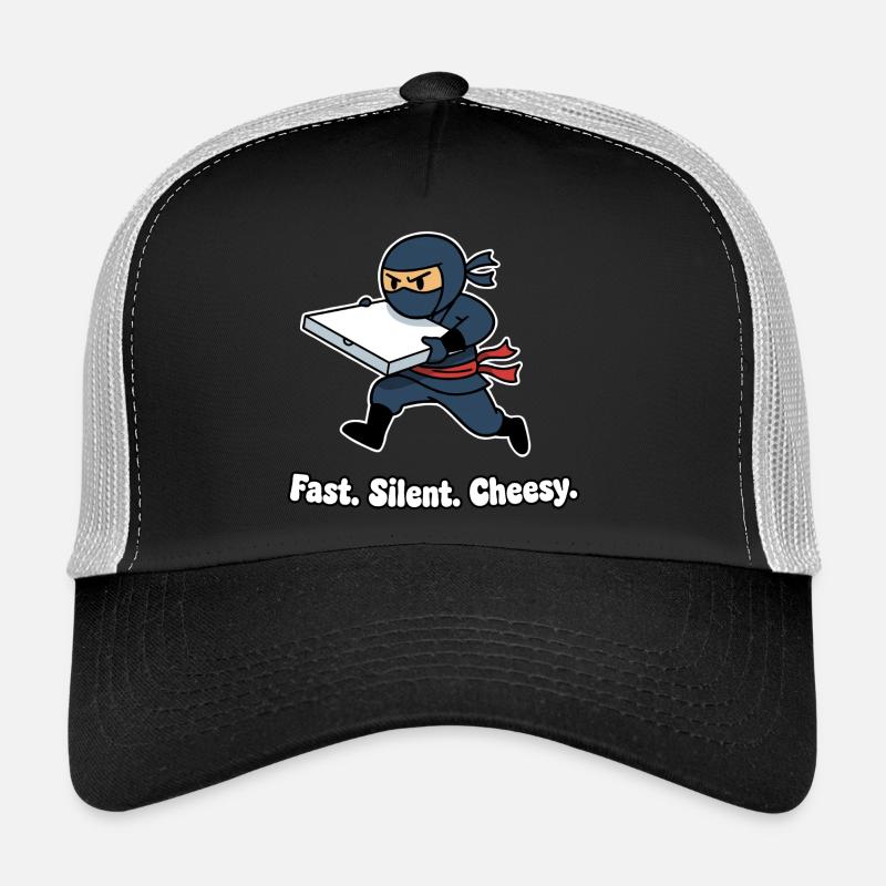 Livraison de pizza Ninja – Fast Cheese Joy - Casquette trucker  - noir/gris pierre