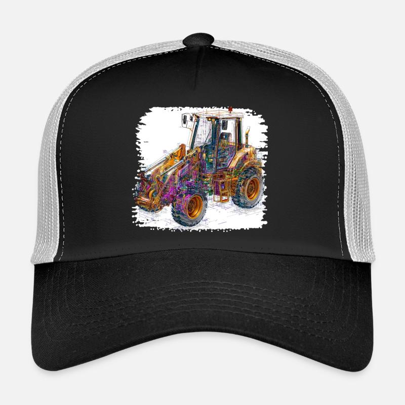 Neon Lines Construction Excavators Trucker Cap