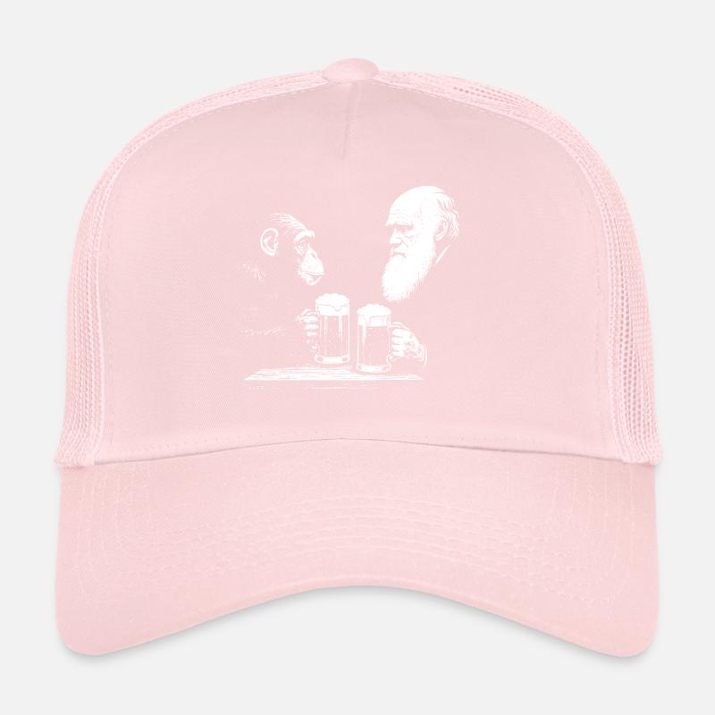 Chimpanzé et Darwin buvant de la bière Casquette trucker 