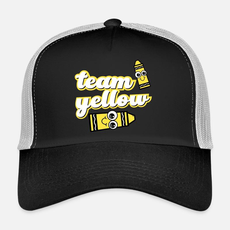 Team Yellow Crayons with Face - Trucker Cap - black/stone grey