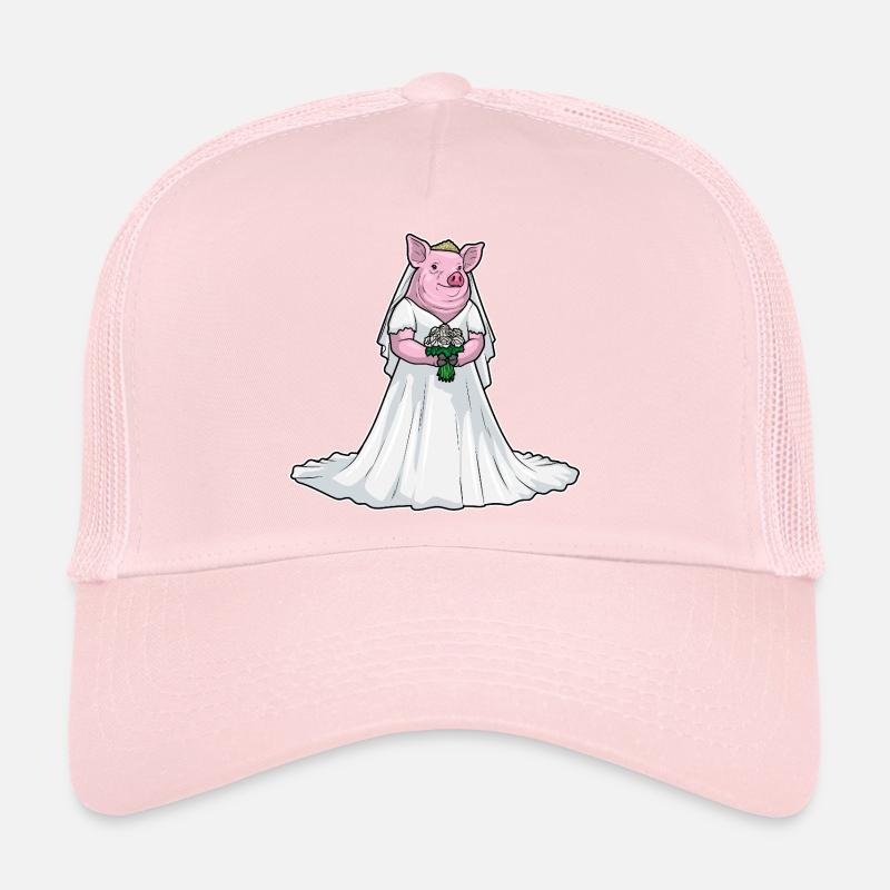 Schwein Braut Blumenstrauß Hochzeit Trucker Cap
