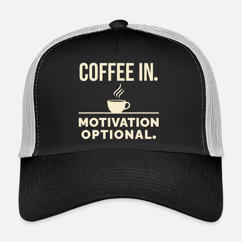 Kaffee rein. Motivation optional. - Trucker Cap - Schwarz/Steingrau