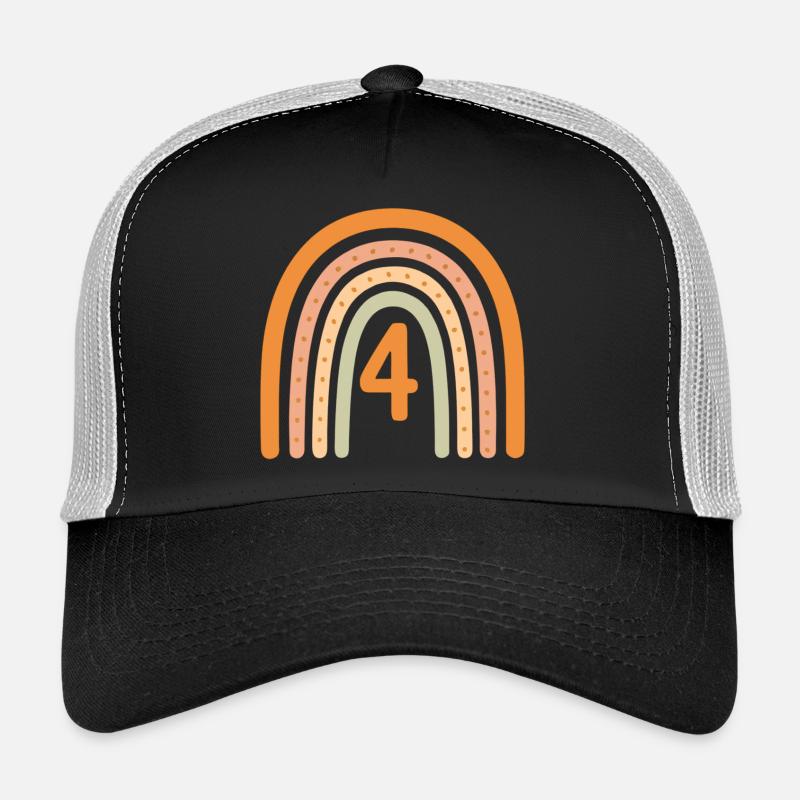 4. Vierter Geburtstag Regenbogen - Trucker Cap - Schwarz/Steingrau