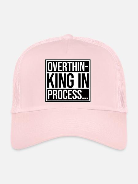 Overthinking In Process Funny Brooding Saying Logo - Trucker Cap - pale pink - Front