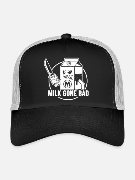 Le lait devient mauvais : une silhouette menaçante en carton - Casquette trucker  - noir/gris pierre - Devant