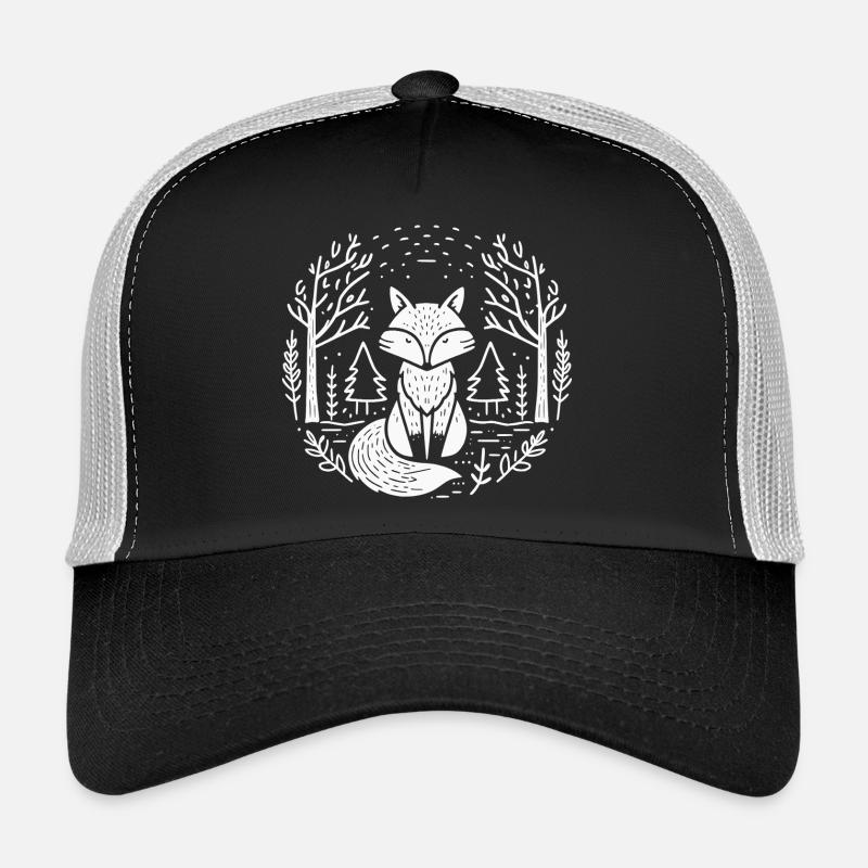 Fox in the Forest Circle Illustration Trucker Cap
