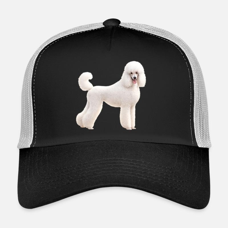 Poodle Large White Trucker Cap