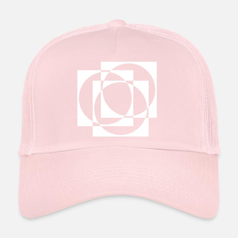 Geometric Circles and Squares Overlay Trucker Cap