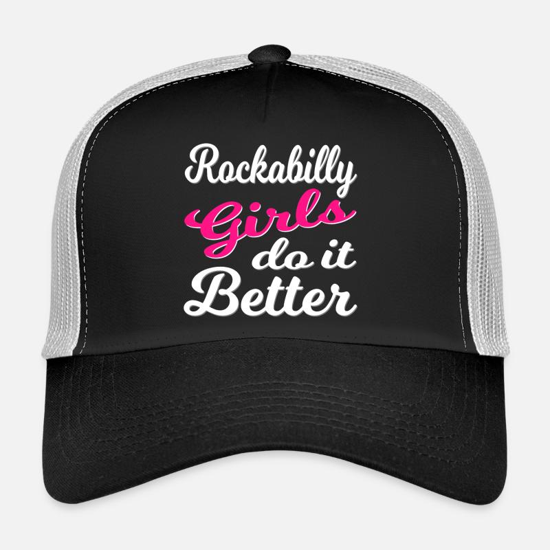 Rockabilly Vintage Mädchenpower - Trucker Cap - Schwarz/Steingrau